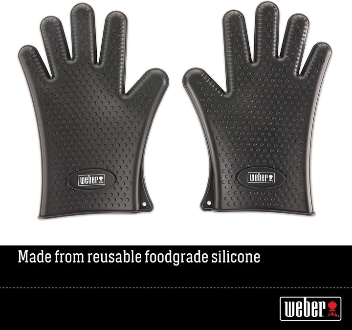 Weber 7017 Silicone Grilling Gloves, Black Einzelbett, Einzelbett