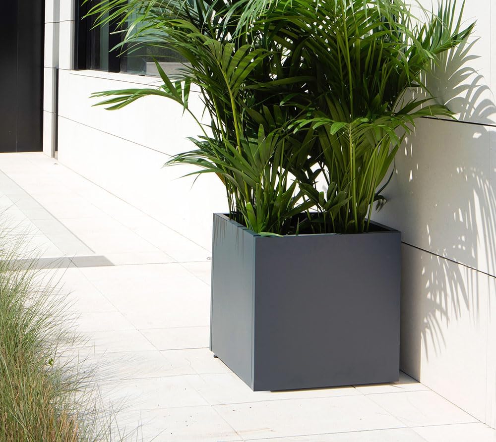 herstera Garden Metall Pflanzkübel Cube | Anthrazit | 50x50x50 cm Mehrfarbig 50x50x50 cm, Mehrfarbig