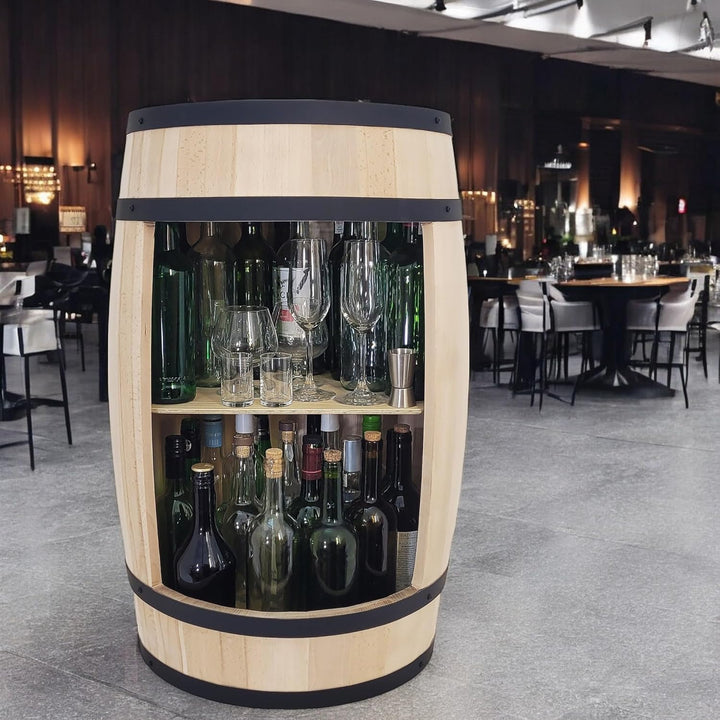 Kommode Vintage - Industriestil Fassbar 82cm- Whisky Bar 80cm - Holzfass - Sideboard Vintage- Wein T