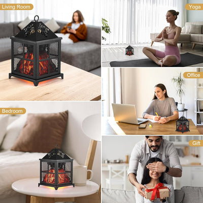 Duftlampe Elektrisch, 4 in 1 Duftlampe für Duftwachs, Kerze & Duftöl, Kamin Duftlampe für Wachs mit