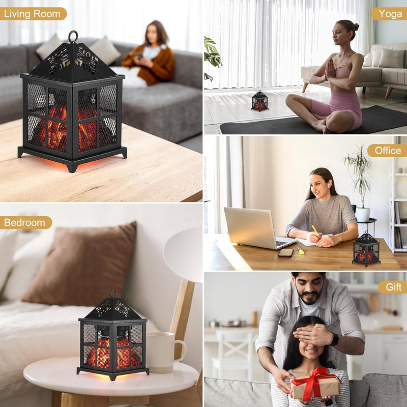 Duftlampe Elektrisch, 4 in 1 Duftlampe für Duftwachs, Kerze & Duftöl, Kamin Duftlampe für Wachs mit