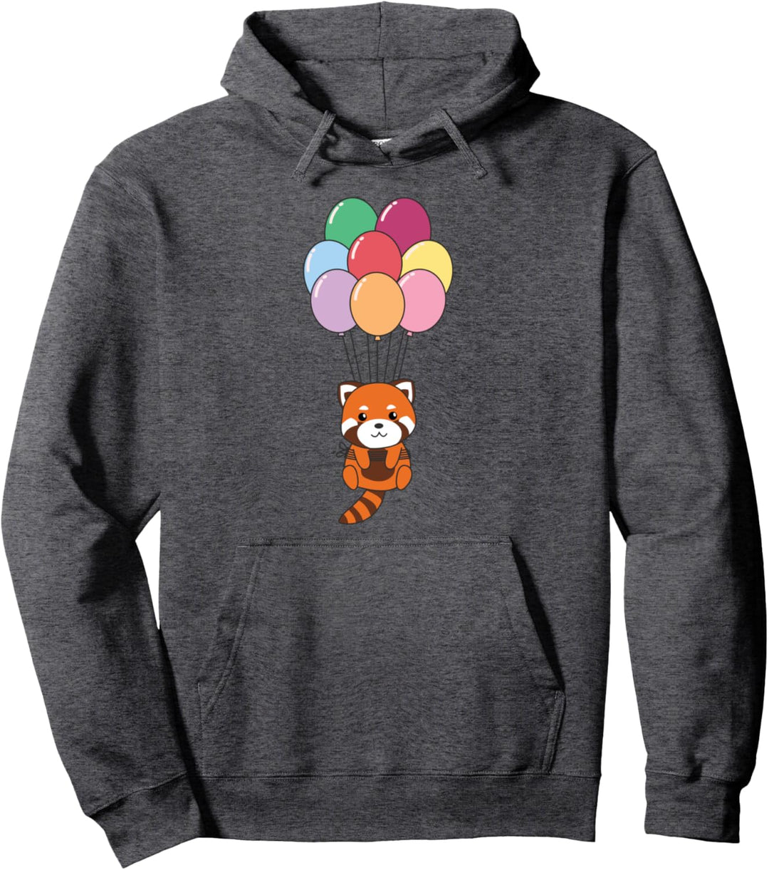 Rote Panda fliegt mit bunten Luftballons kawaii Red Pandas Pullover Hoodie