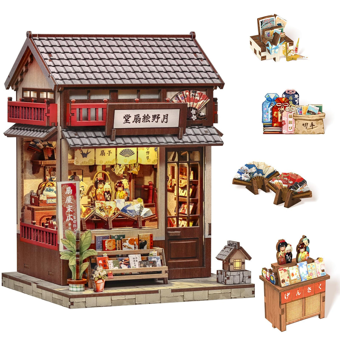 Book Nook Kit - Miniatur Puppenhaus mit LED: 3D Holz-Puzzle Buchstütze, Retro-Deko für Bücherregal,