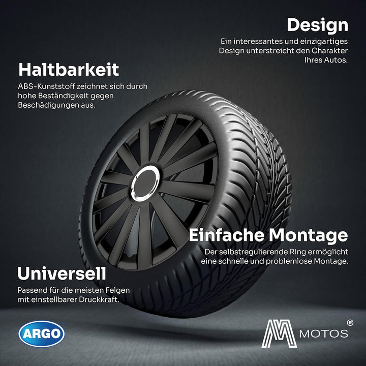 M MOTOS Set 4er Radkappen 13 Zoll - Lachen Sie über Kratzer mit diesen flexiblen, leichten Radkappen