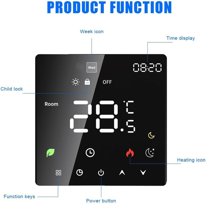 Thermostat Fussbodenheizung, Raumthermostat Thermostat Heizung Smart Elektrisch WiFi Touchscreen Spr