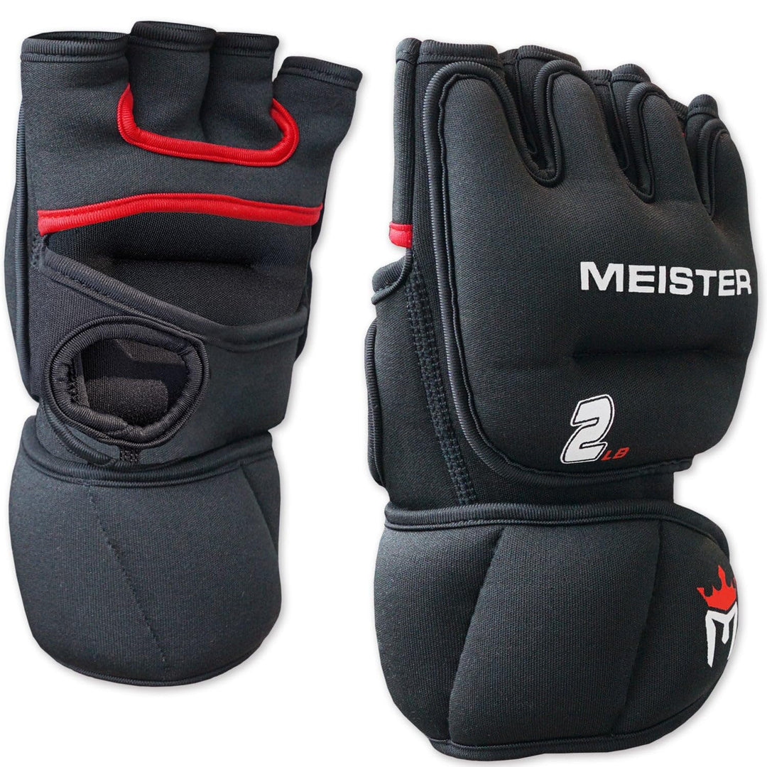 Meister Gewichtshandschuhe aus Neopren für Cardio- und schwere Hände, 2 Stück, 0,9 kg, Schwarz/Rot