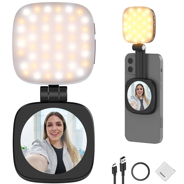 NEEWER Basics Magnetisches Selfie Licht Kompatibel mit iPhone MagSafe, Mini LED Tisch Telefonständer