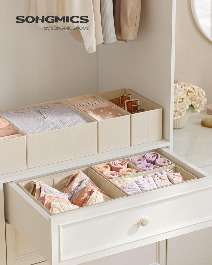 SONGMICS Aufbewahrungsbox für Schublade, 12er Set, Schubladen Organizer, Faltbox, Unterwäsche Organi