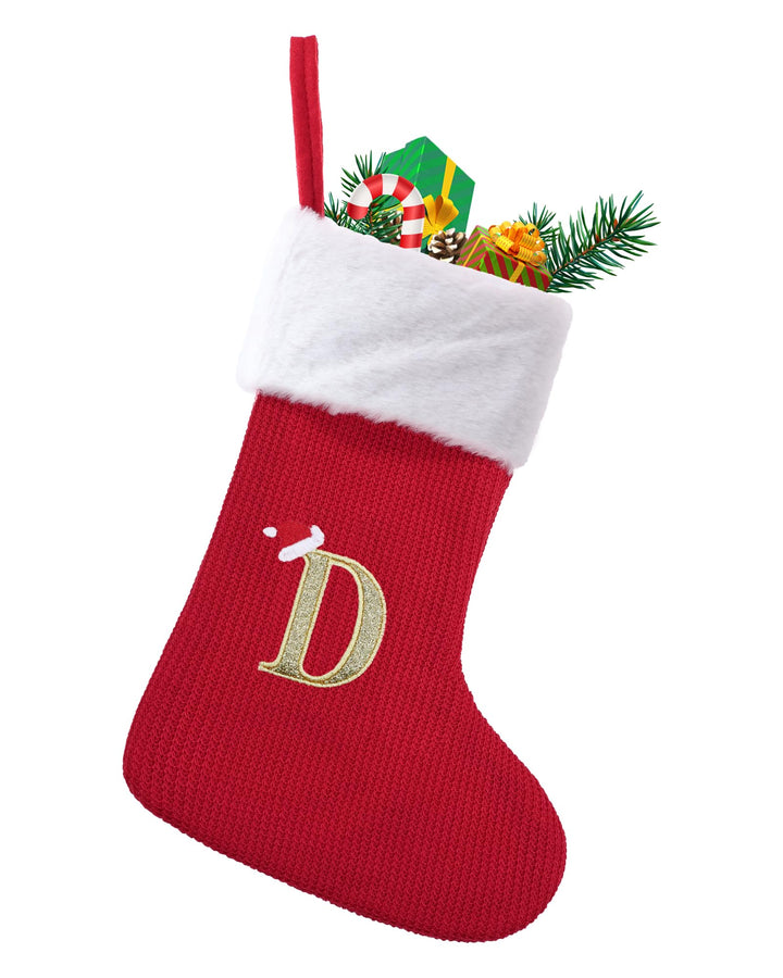 Mittelgrosse Weihnachtsstrümpfe, personalisierte Strickwarenstrümpfe mit Buchstaben, hängende Weihna
