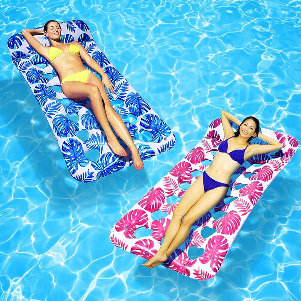 2 Packungen Aufblasbarer Pool Schwimmt Luftmatratze, Pool Sonnenliegebett Flösse, Schwimmbad Schwimm