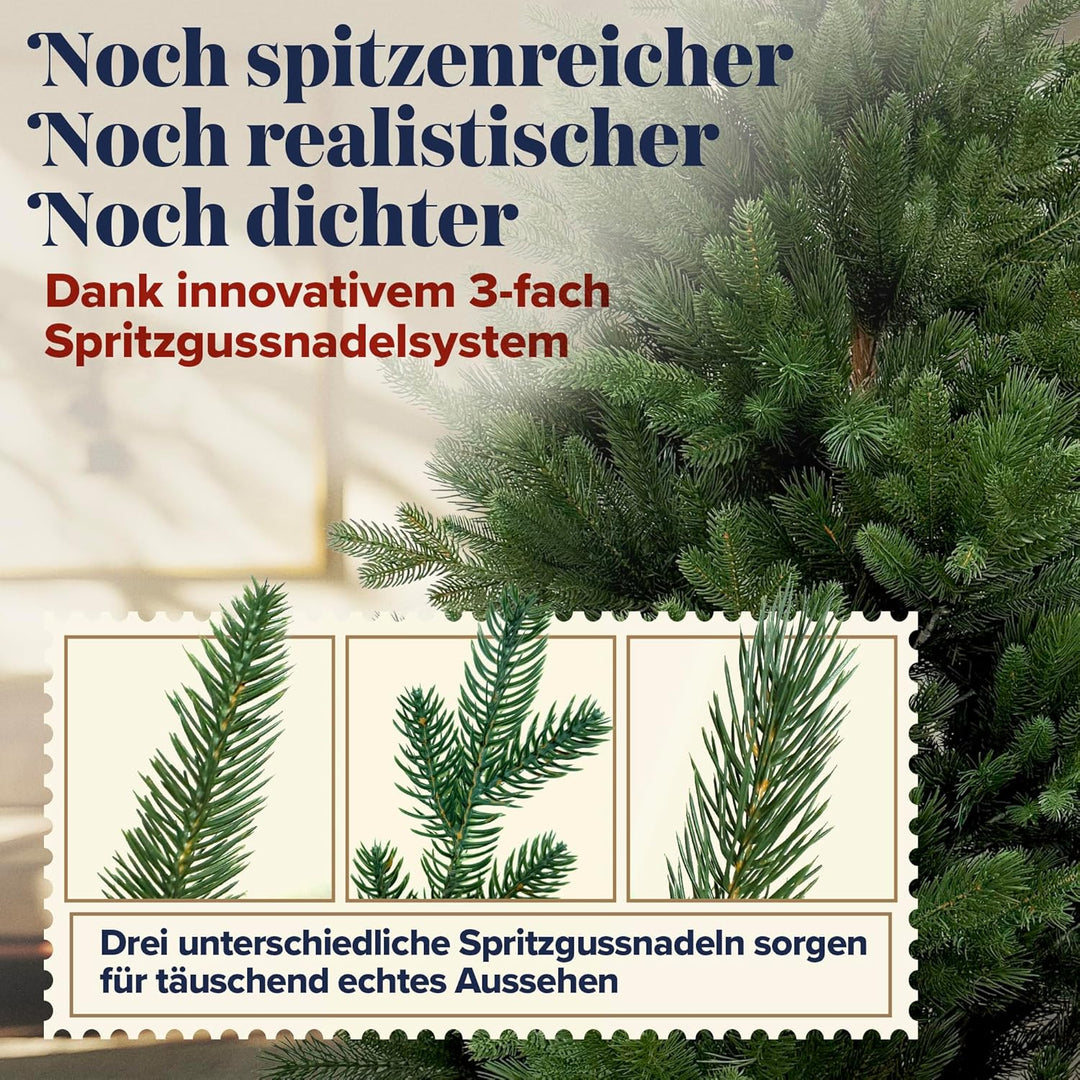 Weihnachtsbaum künstlich 90cm aus 100% Spritzguss - TESTSIEGER - Naturgetreu, dichte Zweige, Künstli