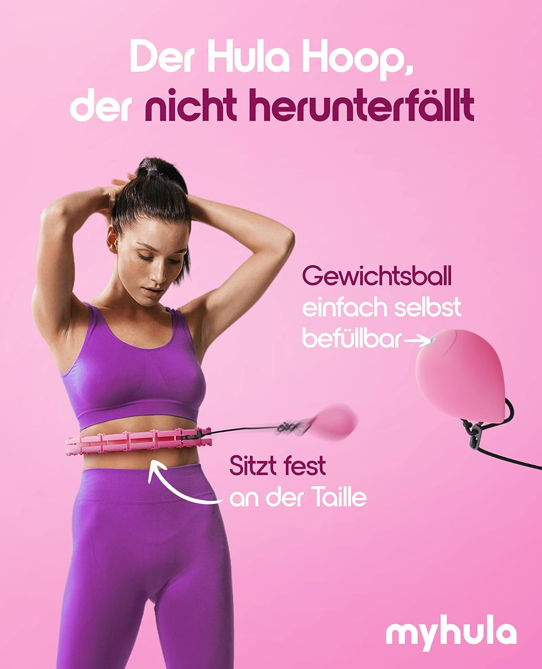 myhula Smart Hula Hoop Reifen für Erwachsene mit Gewichtsball&Noppen, Hula Hoop Reifen mit 24 verste