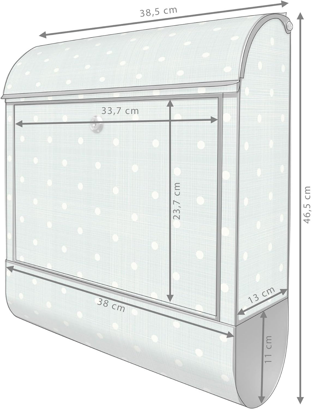banjado® Design Briefkasten mit Motiv Punkte Lindgrün 39x47x14cm &amp; 2 Schlüssel - Briefkasten Stahl s