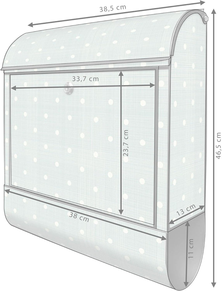 banjado® Design Briefkasten mit Motiv Punkte Lindgrün 39x47x14cm &amp; 2 Schlüssel - Briefkasten Stahl s