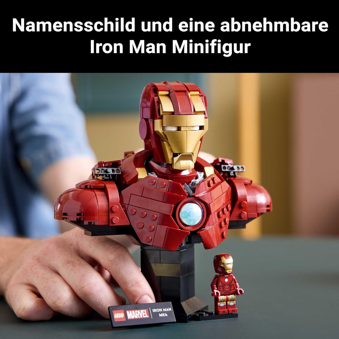 LEGO ǀ Marvel Iron Man MK4 Büste - Spielzeug für Erwachsene zum Ausstellen mit Tony Stark Minifigur,