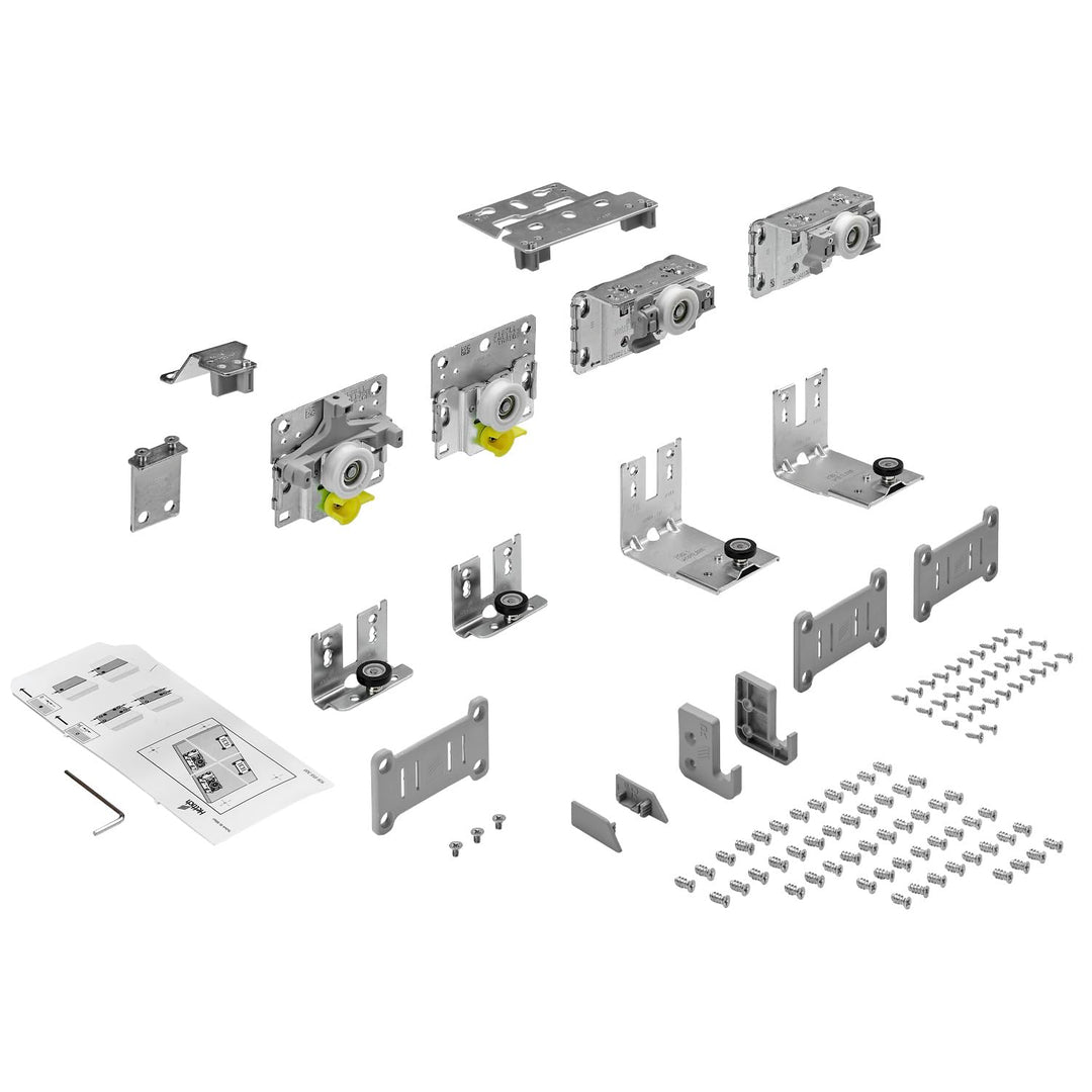 HETTICH 9242712 Silber Top Line L Schiebetürenbeschlag-Set für Schiebetüren, 2-türig Holzstärke 18-3