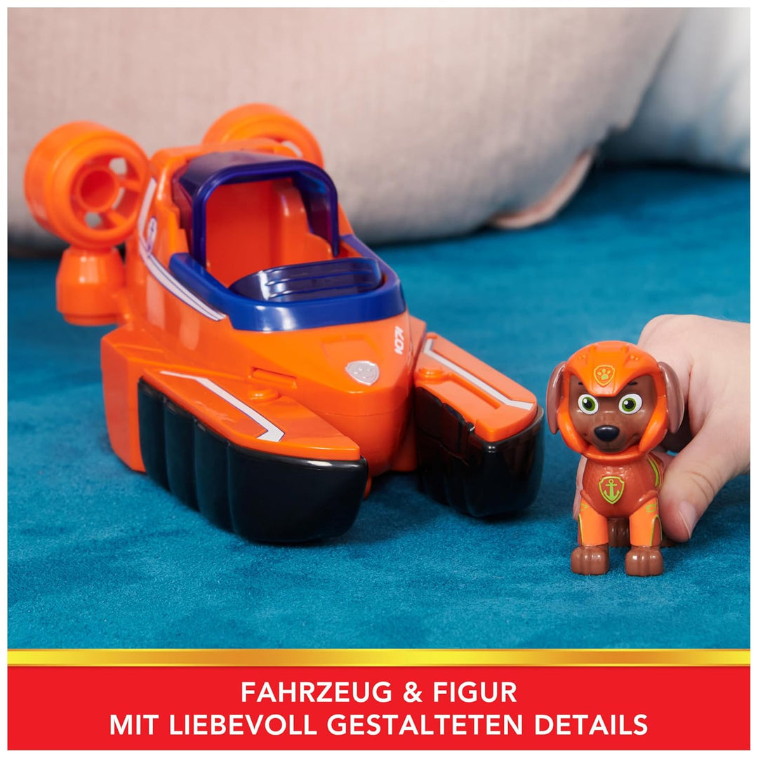 PAW PATROL, Aqua Pups - Basis Fahrzeug Spielzeugauto im Hummer-Design mit Zuma Welpenfigur, Spielzeu
