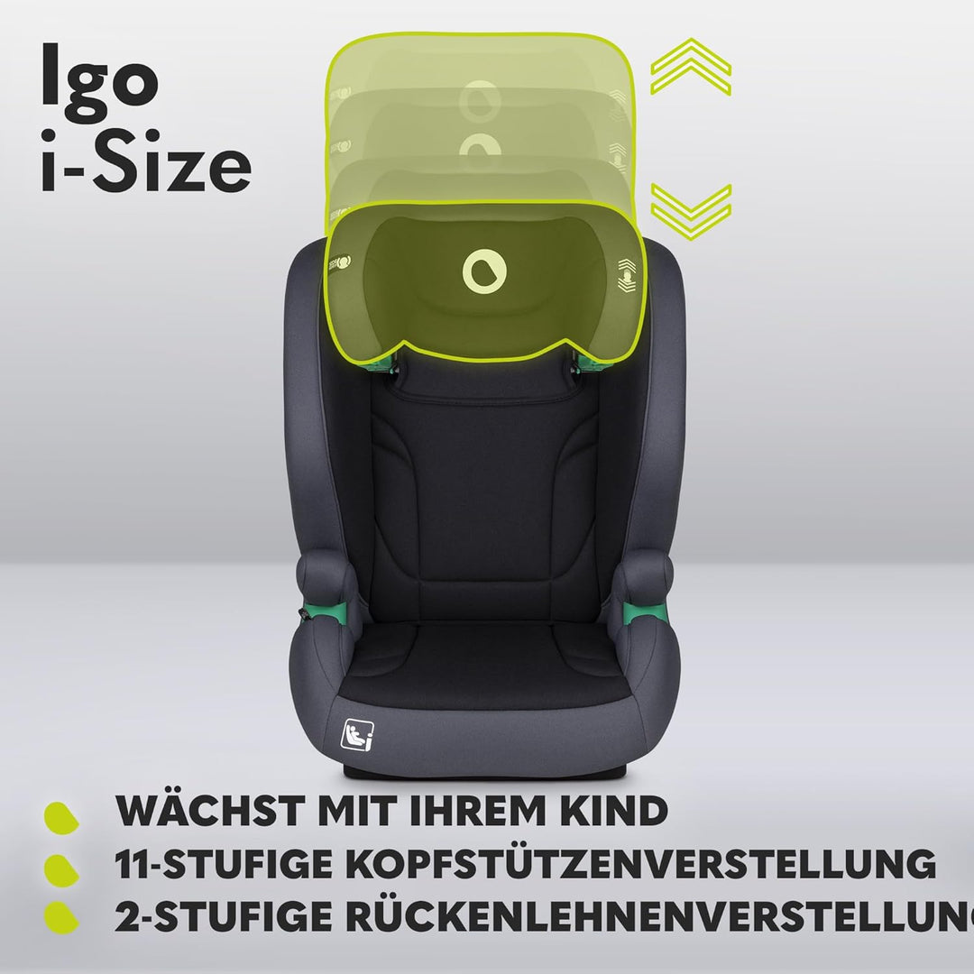 LIONELO IGO I-size Kinderautositz, Gruppe 2 3, von 100-150 cm ISOFIX oder gurtlose Frontbefestigung,