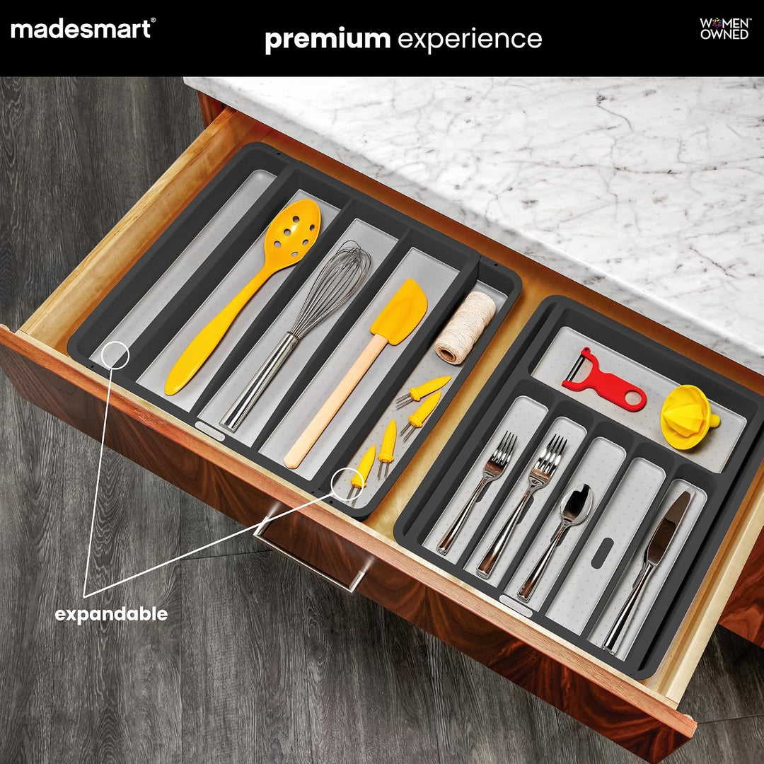 madesmart Erweiterbares Utensilien-Tablett – Granit, klassische Kollektion, 5 Fächer, Küchen-Organiz