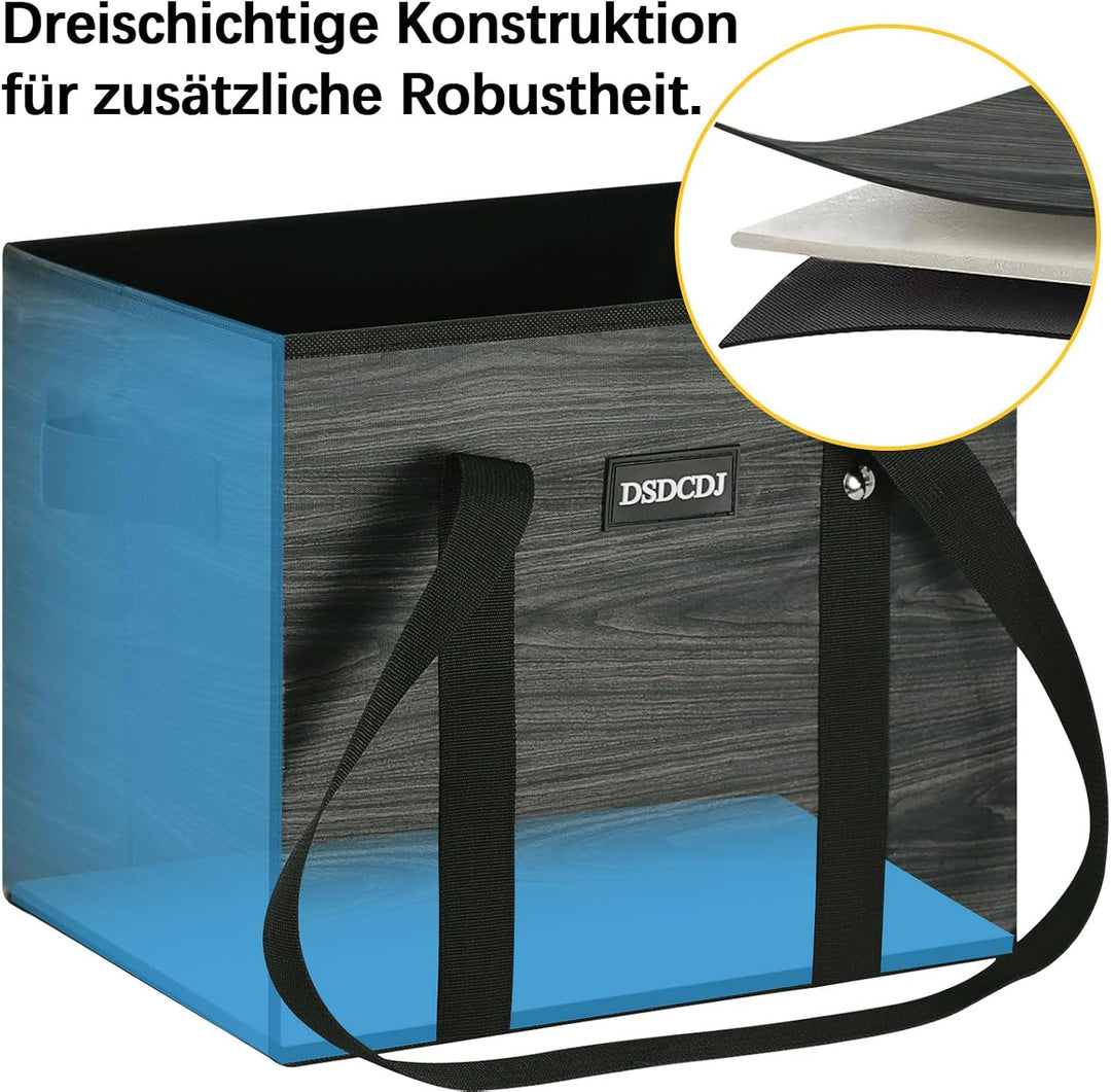 Einkaufskorb Faltbar 3er Pack – Einkaufstasche Stabil mit Henkel und verstärktem Boden – Ideale Korb