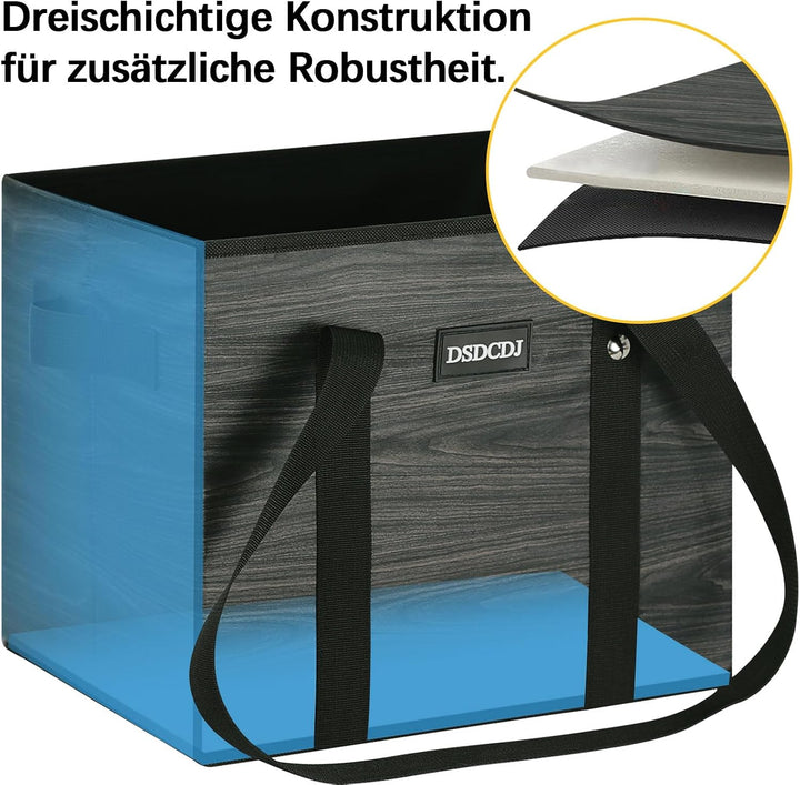Einkaufskorb Faltbar 3er Pack – Einkaufstasche Stabil mit Henkel und verstärktem Boden – Ideale Korb