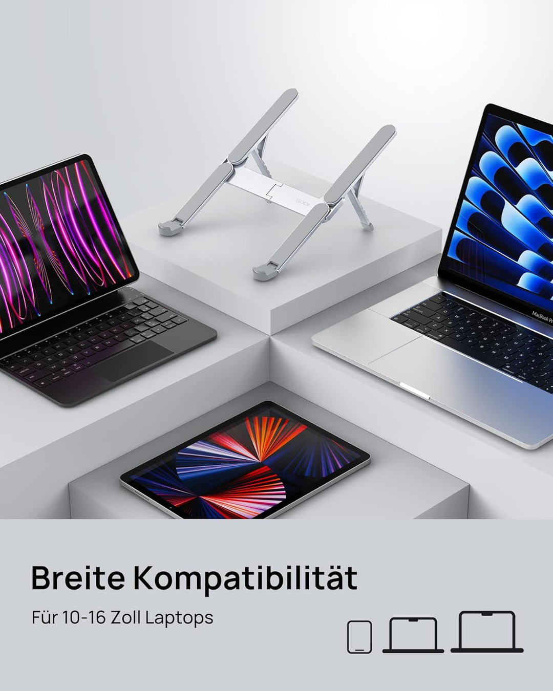 SODI Laptop Ständer, Faltbarer Aluminium Notebook Ständer, Höhenverstellbarer Laptopständer mit Belü