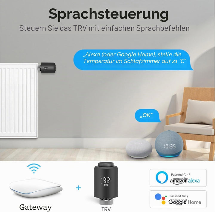 SENCKIT Smart Thermostat Heizkörperventil Programmierbares Thermostatventil, Zigbee Thermostat zur T