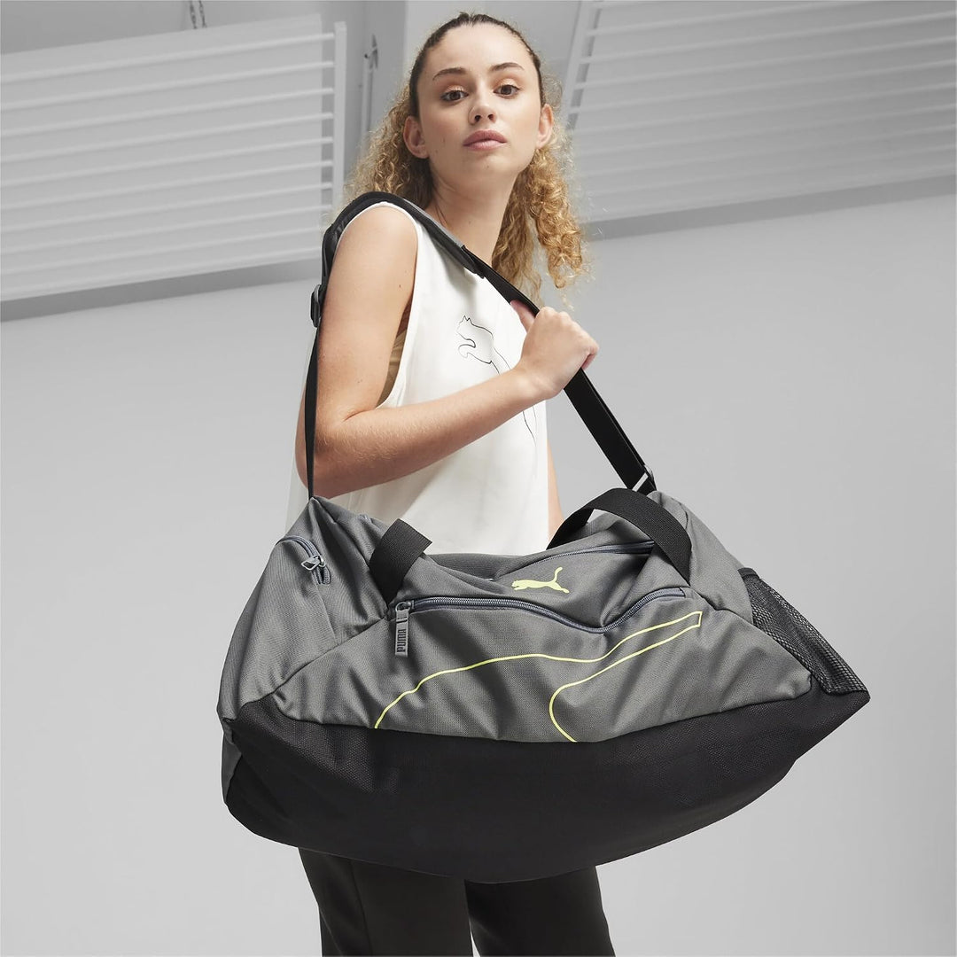 PUMA Fundamentals Sports Bag M, Sporttasche, M Mineral Gray-lime Sheen, M Mineral Gray-lime Sheen