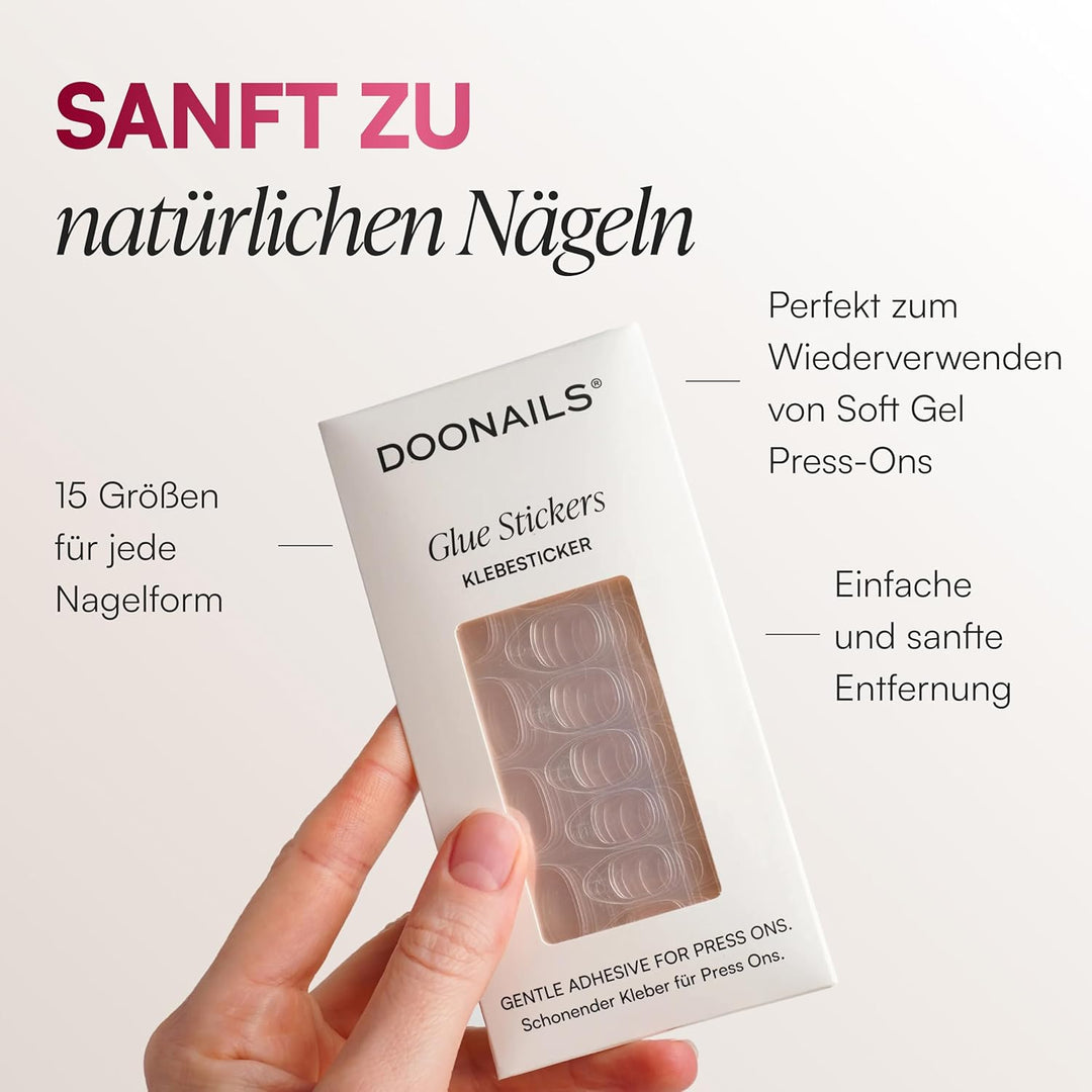 Doonails – Glue Sticker Nagel Klebepads – Spar-Pack - 3x 180 Stück Klebesticker in 15 Grössen – Dopp