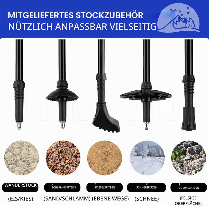 Nordic Walking Stick für Damen und Herren, Teleskop 2 Stück Wanderstöcke für Trekking, Aluminium Wan
