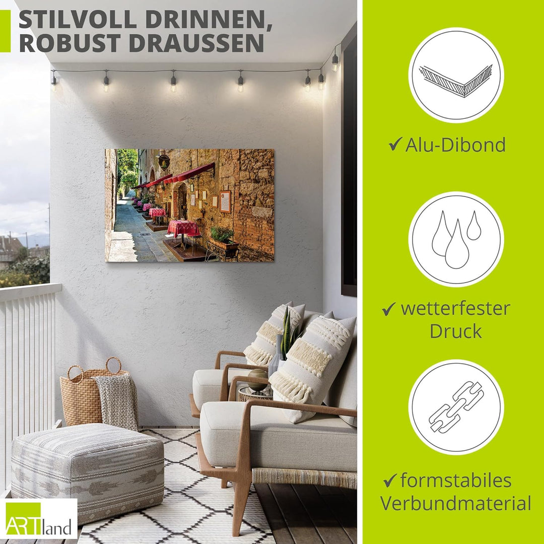ARTland Wandbild Alu Verbundplatte für Innen & Outdoor Bild 60x40 cm Toskana Italien Stadt Altstadt