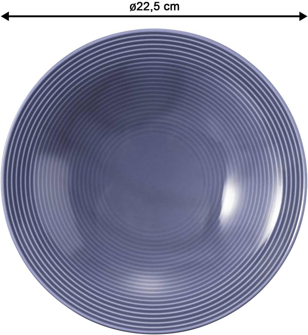 Seltmann Weiden Beat Color Glaze Suppenteller 6er Set, ø 22,5 cm, Tiefer runder Teller mit Rillenrel