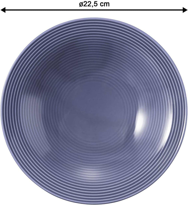 Seltmann Weiden Beat Color Glaze Suppenteller 6er Set, ø 22,5 cm, Tiefer runder Teller mit Rillenrel