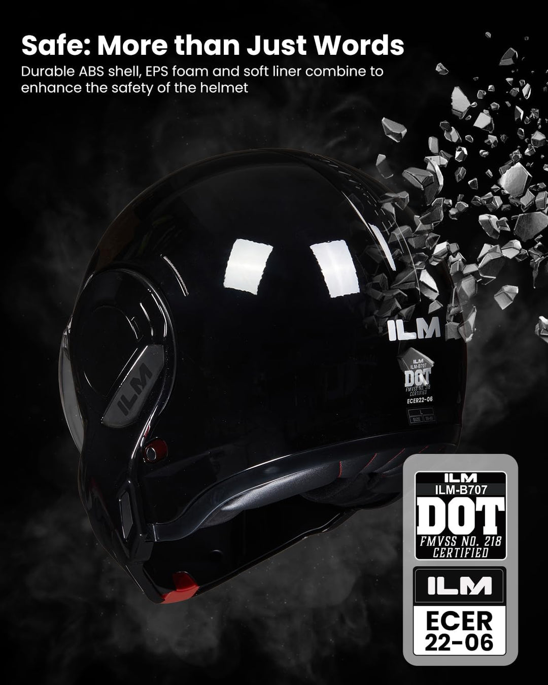 ILM Motorradhelm Integralhelm Klapphelm Fullface Helm Herren Damen ATV UTV mit 180° Umkehrbarer Kinn