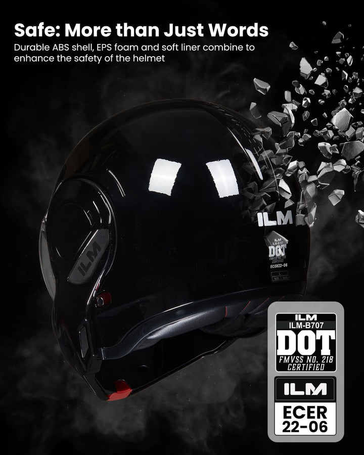 ILM Motorradhelm Integralhelm Klapphelm Fullface Helm Herren Damen ATV UTV mit 180° Umkehrbarer Kinn