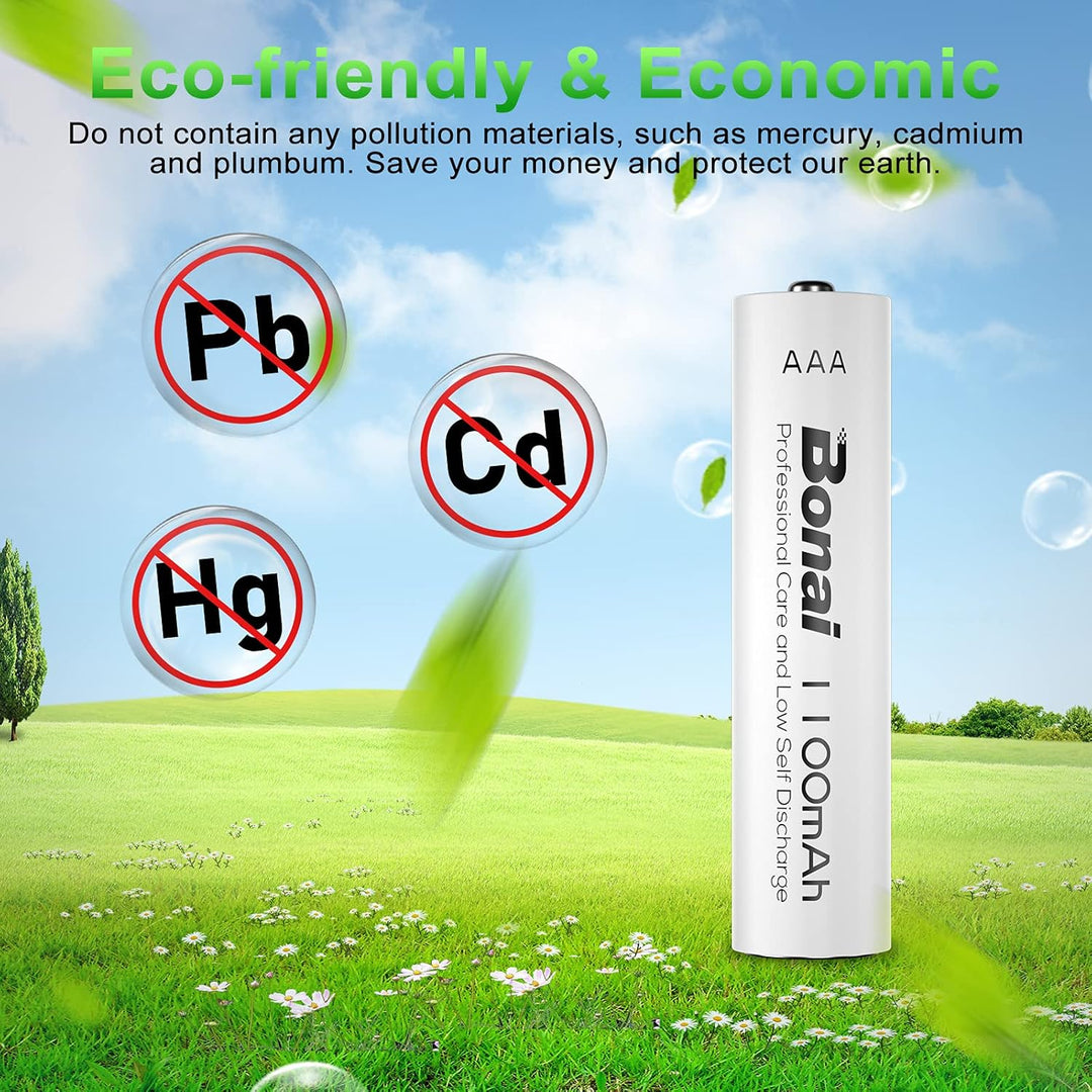 BONAI Akku AAA 1100mAh 16 Stück Wiederaufladbare Batterien hohe Kapazität 1,2V Micro AAA Accu NI-MH