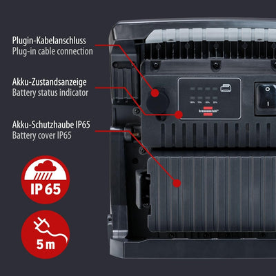 Brennenstuhl Multi Battery LED Hybrid Baustrahler 6050 MH (60W, 6200lm, IP65, LED Baustrahler kompat