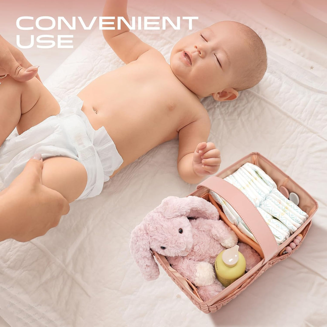 LUKJOJO - Baby-Wickelkorb, Aufbewahrungskorb für Neugeborene Jungen und Mädchen, Reisekorb für Feuch