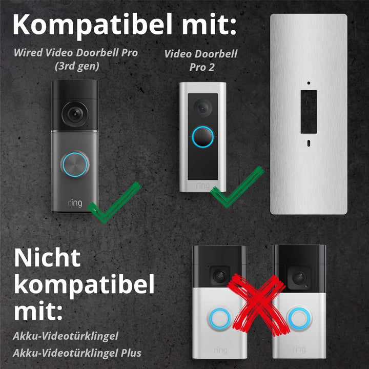 iSecur Blende passend für Ring Akku-Videotürklingel aus Edelstahl I Doorbell Pro 2 I Klingelschild I