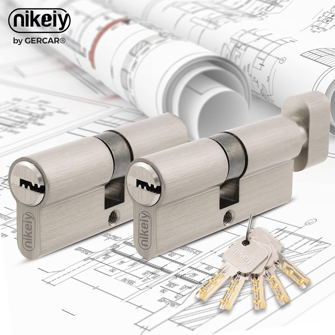 GERCAR Pro 2x Schliesszylinder 45/45 gleichschliessend Set 2 Profilzylinder inkl. 10 Schlüssel - 90