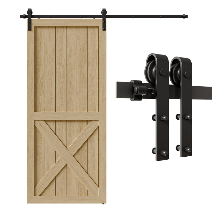 TSMST 296CM Schiebetürbeschlag Set, Schwarzes Schienenset passend für eine einzelne Holztür, J-Form