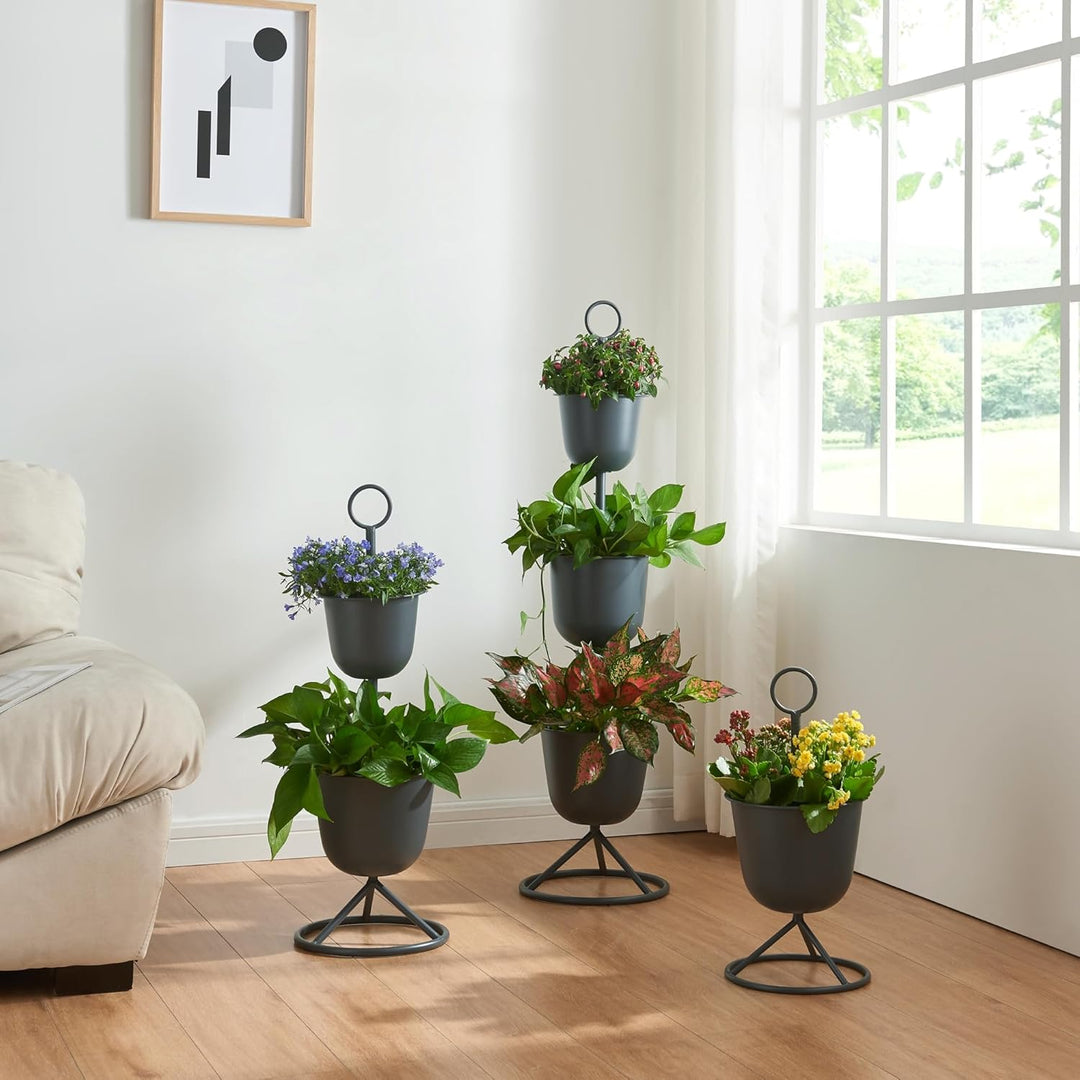 [en.casa] Blumenständer Alphen Blumentopfständer mit 2 Pflanztöpfen Blumentopfregal Pflanzenständer