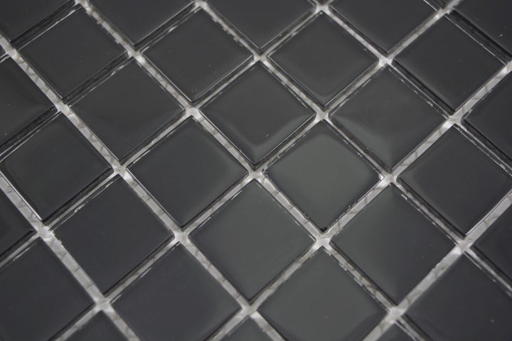 Mosaik Fliese Glasmosaik Crystal schwarz für WAND BAD DUSCHE KÜCHE FLIESENSPIEGEL THEKENVERKLEIDUNG