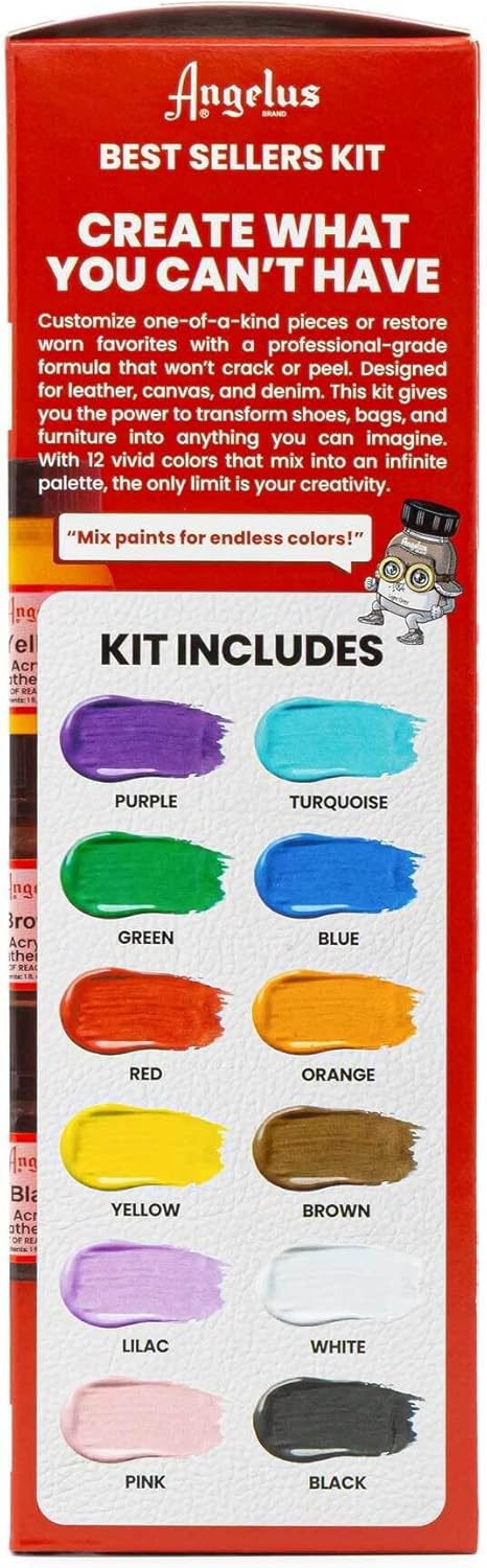 Angelus Leather Paint Set Of 12 1 Oz