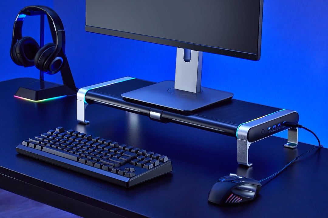 my wall HyperGaming Monitor Rack - HT42L, Monitorständer, RGB Beleuchtung, Bildschirmerhöhung, Inklu