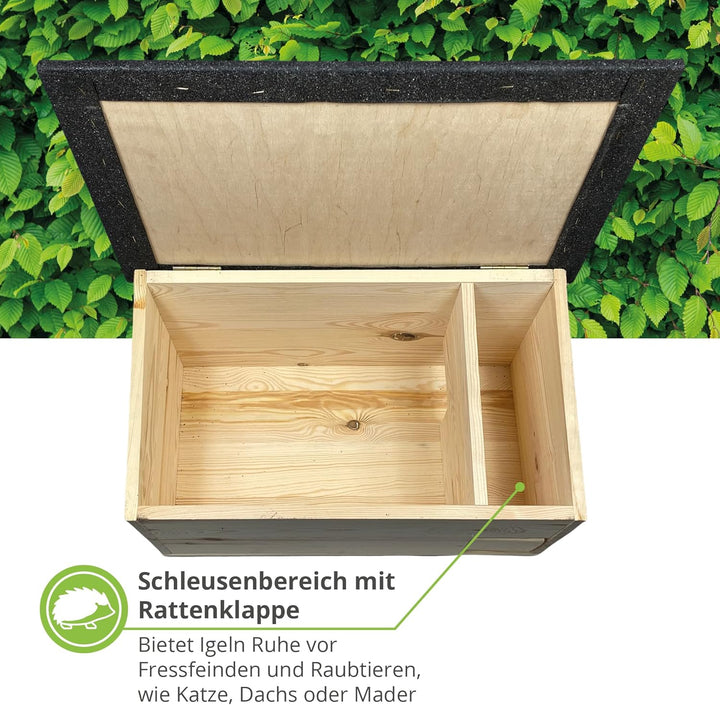 gartenetage Igelhaus mit Rattenklappe & Labyrinth-Eingang/Igelhaus Winterfest mit Boden Katzensicher