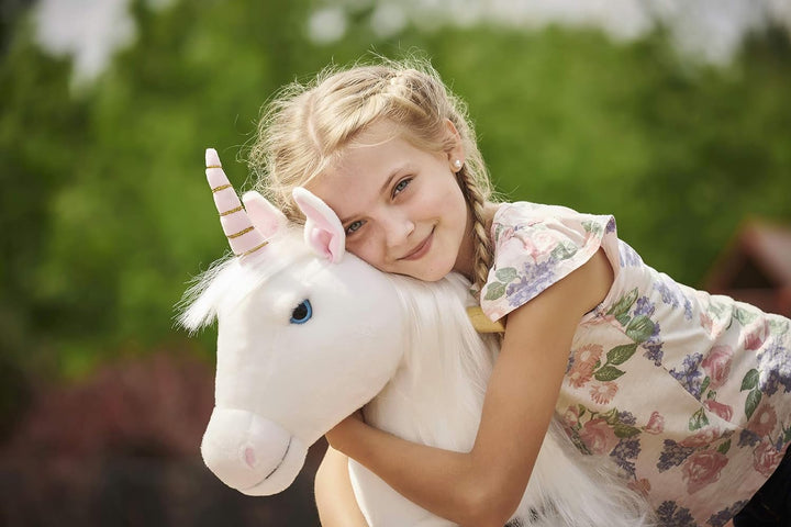 Ponnie Einhorn auf Rollen Merlin - Unicorn M mit rosa Sattel