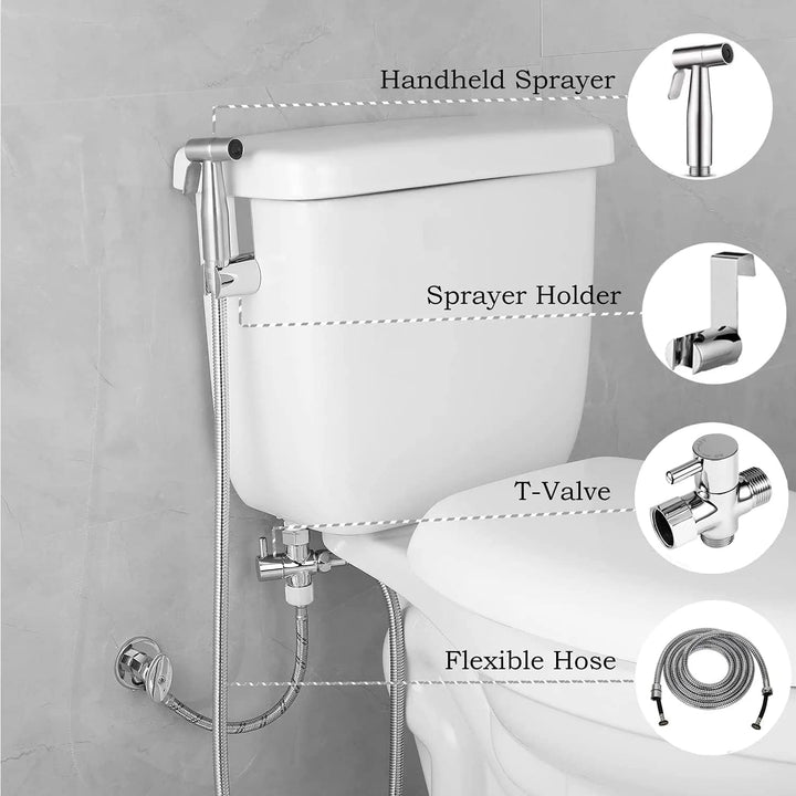 Bidet-Sprühgerät für WC, Handsprühgerät, Badezimmer-Sprühkopf-Set, Sprühaufsatz mit 144 cm Schlauch,