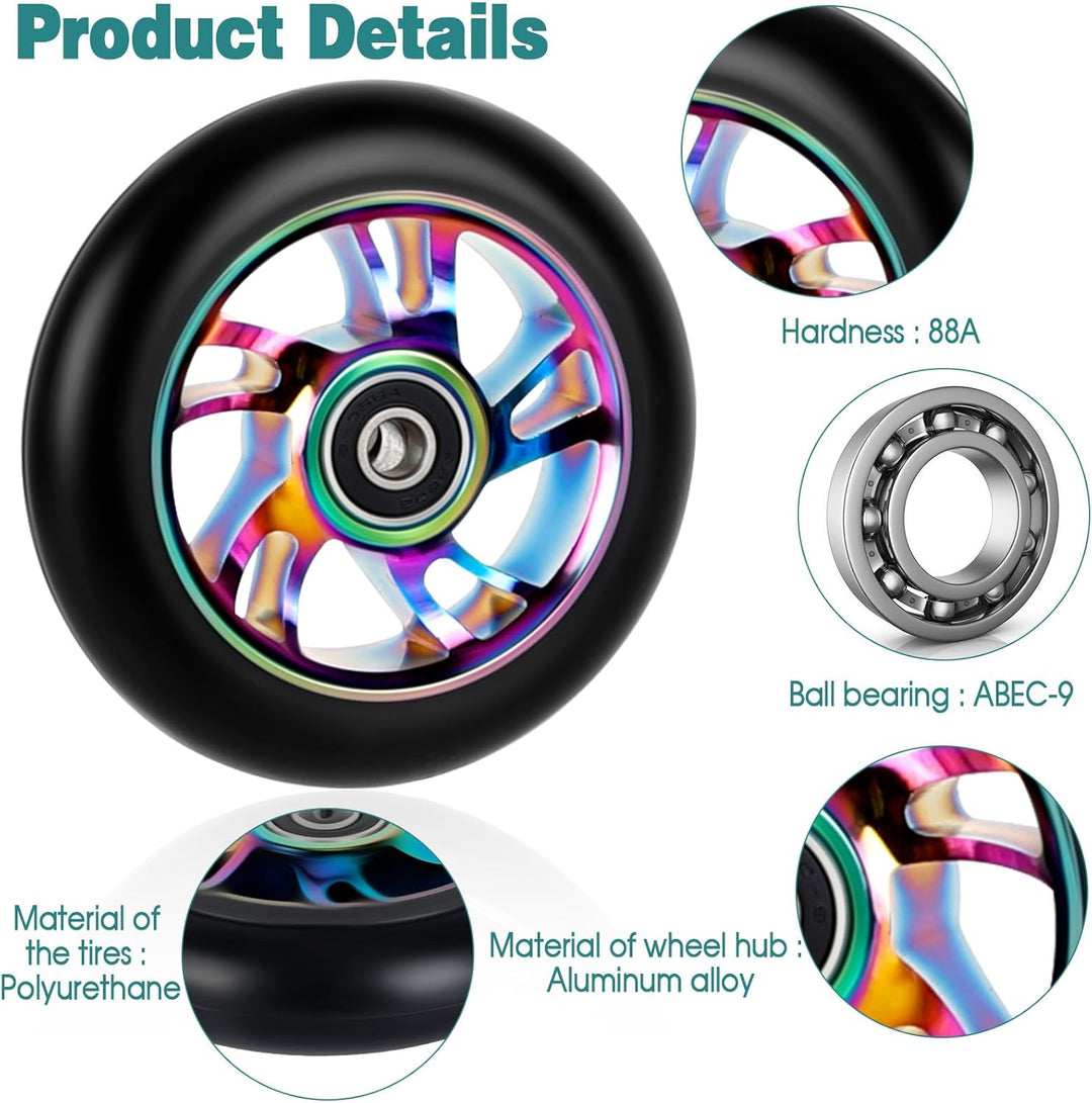 Freestyle Scooter-Rad, 110 mm, 2 Stück Ersatzräder für Scooter, Elektrorollerrad aus PU 88A mit ABEC