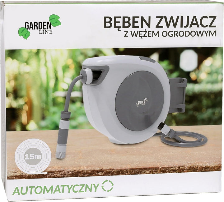 Automatischer Gartenschlauchaufroller, Trommel Aufroller 15m, 15m